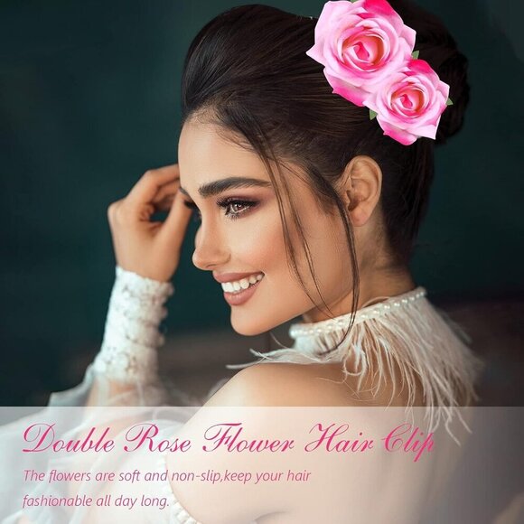 Rose Flower Hair Clips Brooches Set Bridal Wedding Party Accessory main image 4